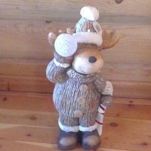 NEW (NIB) National Tree Company 19" Moose Holding Snowball LED